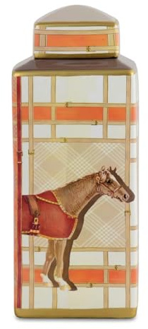 Baci Milano Collezione Horses Vaso Potiche in Porcellana 15 x 15 cm, H 37 cm
