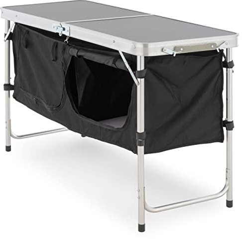 SONLEX Campingschrank faltbar Alu Campingtisch inkl. Tragetasche | Arbeitsfläche höhenverstellbar Outdoor-Schrank Falt-Schrank Klapptisch