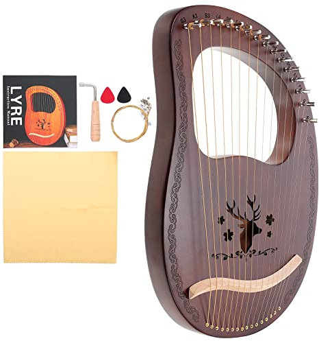 1 Satz 16-ton-leier Maultrommel Mahagoni-lyra-harfe Lyra-instrument Anfänger Leierharfe Miniaturmodell Einer Harfe Drehleier Saitenmusikinstrumente Laute Holz Schlüssel Hölzern