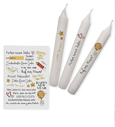 Kerzen Sticker Silvester-Rot | Kerzenfolie | Kerzentattoo | Bastelset für Kerzen | Weihnachtsgeschenk | Kalender | Geschenk | Basteln | Sprüche (DIN A6, 0 Kerzen)