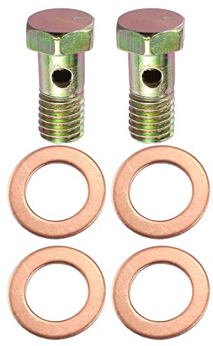 X AUTOHAUX 2 Set Banjo Bolt Brake Fitting Adapter Kit M10x1.5 Brake Line Thread Single Banjo Bolt with 10mm Spacers