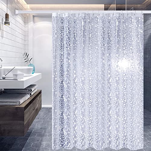 Whoiy Duschvorhang 240, Badezimmer Vorhänge Boho Peva Punkt Weiß Durchsichtig Bad Vorhang Waschbar für Badewanne 240X200
