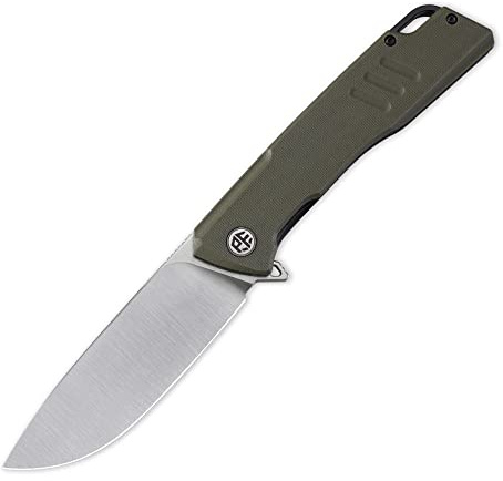 Petrified fish PFB02 Loco Klappmesser, 3.7 D2 Satin Klinge G10 Griff, Mit Kugellager EDC Taschenmesser (Green Satin) | Grüner G10 Griff, Taschenclip, Liner Lock, Keramikkugellager, EDC Messer für Camping Outdoor