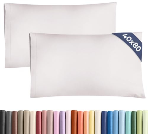 Kissenbezüge 40x80 cm Hellgrau im 2er-Pack - Weiche Kopfkissenbezüge aus Mikrofaser - Atmungsaktive, Pflegeleichte und knitterfreie Kissenhüllen - Maschinenwaschbar mit Hotelverschluss - Oeko-TEX