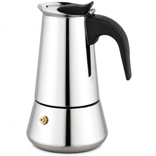 Luckyberg Esspressokocher, Moka, Express| Espressomaschine, von 4 bis 12 Tassen, Camping Kaffeekocher mit Dichtung; Espressokanne/Mokkakanne. (12 Tassen)