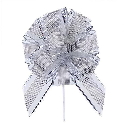 Geschenkschleife,20 Stück Geschenk Schleife mit Geschenkband Bunt Geschenkschleifen Dekoration Dekoschleife Geschenkverpackung für Weinflaschen Geschenkverpackung, Hochzeit und Geburtstag,Silber