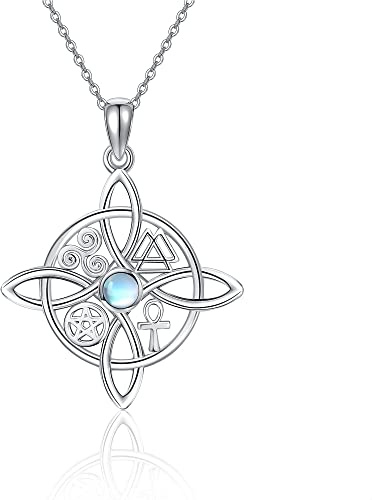 HUKKUN Collier de Sorcière en Argent 925 Femme Nœud Celtique Pendentif de Sorcière Collier Wicca Bijoux de Sorcière Cadeaux pour Femmes, Argent sterling, Non connu.