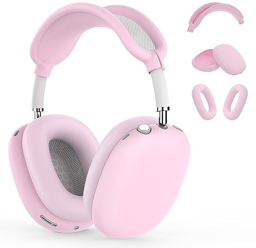 Silikonskyddsfodral för AirPods Max, öronkuddsfodral, öronskydd, huvudbandsskydd för AirPods Max hörlurar, tillbehör, mjukt silikonskydd för Apple AirPods Max, USB-C (2024) (rosa)
