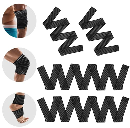 Abeillo 2 Stück 180cm Kniebandage and 2 Stück 90cm Armbandage, Elastisch Sport Bandage Damen Männer, Wadenbandage zum Fitnessstudio, für Arm, Ellbogen, Wade, Hand, Knöchel, Handgelenk, Knie, Arm