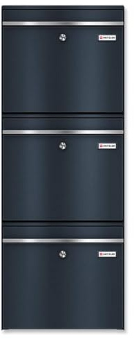 Metzler Cassetta postale tripla XXL per casa trifamiliare in acciaio massiccio antracite RAL 7016 - con targhetta sostituibile - montaggio a parete - 780 x 687 x 116 mm - Verticale Bk212