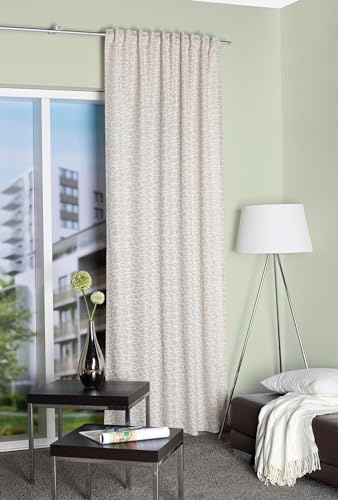 HOME WOHNIDEEN Cortina confeccionada Minas de Jacquard con Aspecto 3D, 245 x 140 cm, Opaca, Color: Beige, tamaño: 245 x 140 cm, número: 1 x