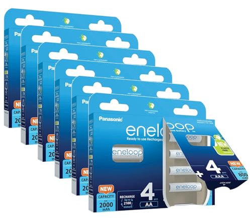 Eneloop Combipack Lot de 6 x 8 Piles Rechargeables 4xAA (2000 mAh) + 4xAAA (800 mAh)
