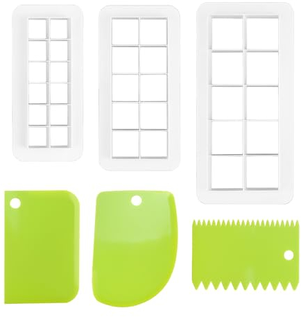 Stampi quadrati in 3 pezzi con 3 raschietti, stampi per torte fondente, taglierina geometrica, strisce per biscotti, utensile da taglio