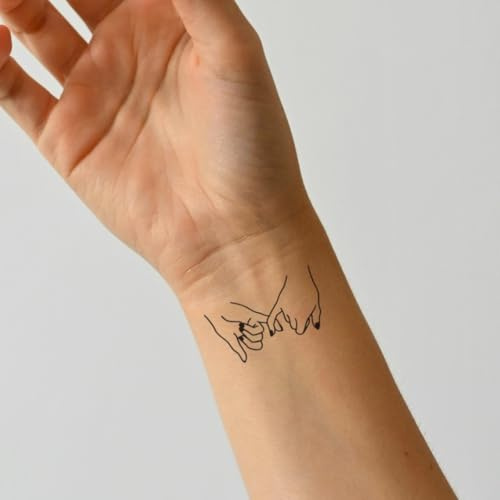 Fake Tattoo Hände – Temporalis® | Temporäre Tattoos für Erwachsene – EU-zertifizierte Kosmetik, vegan & wasserfest – Hält 1 bis 2 Wochen [ Verschränkte Finger ]