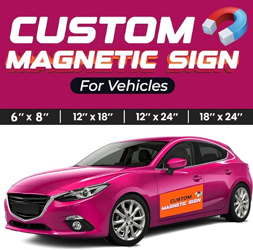 BeNsil Personalisierte magnetschild Auto für Unternehmen und Pkw, Transporter und LKW | Auto Magnete selbst gestalten für Fahrzeuge, Vollfarbdruck | Automagnet mit Text/Logo/Bild für Fahrzeuge