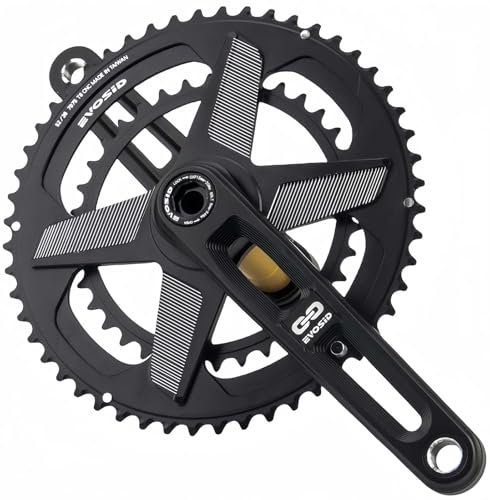 Rennrad-Kettenrad, Hohl, Integriert, CNC, Ultraleichte Kurbelgarnitur, GXP Direktmontage, 50–34/52–36/53–39 Zähne, Faltrad-Kurbel, Unterstützte Geschwindigkeit: 7–12 Gänge Black,53-39T/165MM