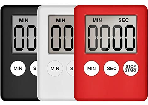 3 Stück Eieruhr Timer Digital Küchentimer, Stoppuhr mit lauter Alarm, Magnetische Stoppuhr, Eieruhren Digitaler Küchentimer, Küchen Minuten Sekunden Timer Tool