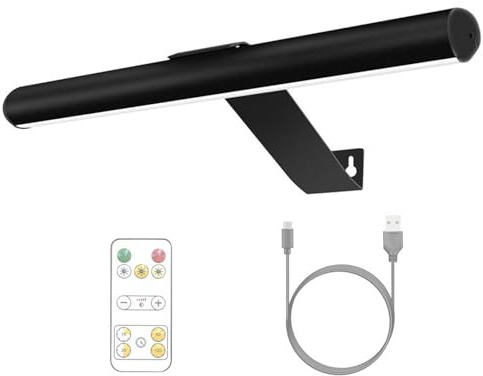 GZZBMY LED Batteriebetriebene Wandleuchte Mit Fernbedienung Dimmbare Wandbeleuchtung Malerei Licht Für Kunst Arbeit Wiederaufladbarem Akku Timer Funktion Touch Control Wandlampen (Schwarz,40cm)