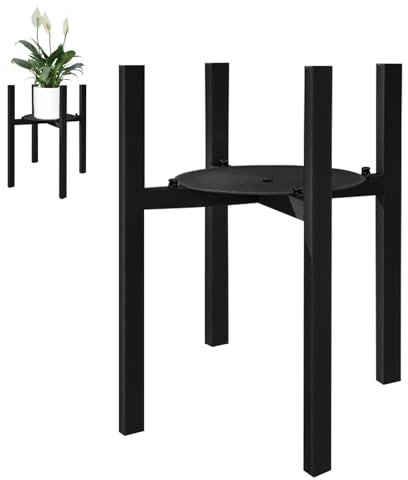 Supports de Pots de Fleurs,24-38 cm Réglable de Support Plante,Porte Plante Noir,Balcons Tabouret Plante,Support à Plantes en Métal,Porte Plantes avec Plateau,Convient Aux Intérieurs Extérieurs