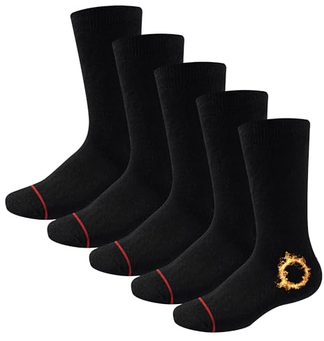 The Essentials Wardrobe 5PK Mens Thermal Socks - UK 6-11/EU 39-45 - Black
