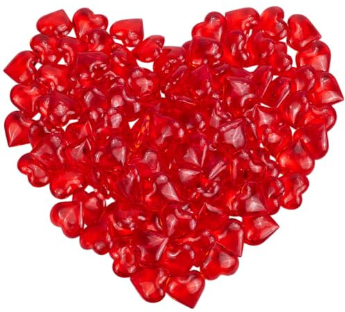 SOFPLATE 120 pieza de Jarrón de Resina con Forma de Corazón Rojo para San Valentín Pequeñas Gemas En Forma de Corazón Reutilizables Sin Agujeros para Esparcir En la Mesa Adorno Central para Boda Día d