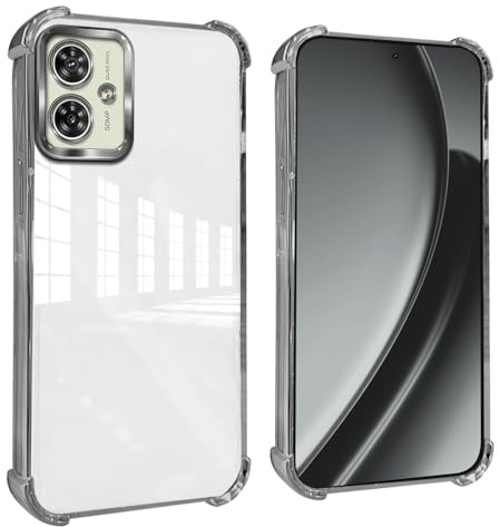GOGME Funda para Motorola Moto G54 5G Esquinas Reforzadas con Protector Cámara Carcasa/TPU Anti - Arañazos Antigolpes Suave Clara Design - Plata