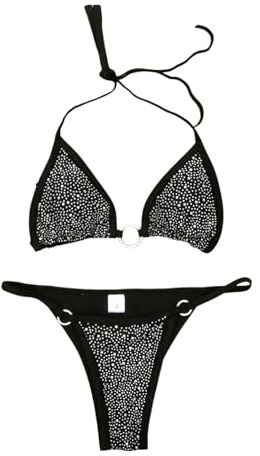 Bikini Damen Set Sexy Tanga String Bikini Triangel Bikini Glitzer Strass Badebekleidung 2025 Zweiteiler Badeanzug Damen Sexy Badeanzüge Push Up Sexy V Ausschnitt Bikini Bademode High Waist Bikini Set