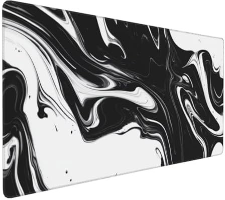 Tapis de Souris Marbre Noir Tapis de Souris XXL 1400x600x3mm, Imperméable Tapis de Souris Gamer XXL Tapis Souris Mouse Pad, Base Atidérapante, Haute Précision et Vitesse pour Gamer, Deco Bureau