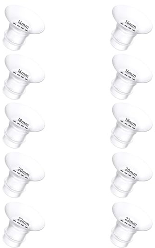 10 inserti flangiati per tiralatte da 14/16/18/20/22 mm* 2 compatibili con tiralatte Momcozy/Spectra/Medela/eufy/Elvie/Lansinoh/Paruu P10, adatto per Momcozy M5/M9/M6/V2 Pro/V2 pro/S12 Pro/eufy E10 S1