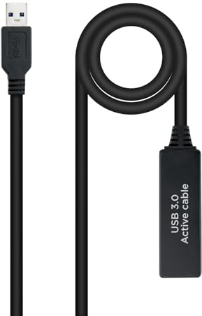 PRENDELUZ Cable USB 3.0 de 10m, amplificador, Tipo A/M-A/H, ideal para transferencias rápidas y conexiones de dispositivos a larga distancia.