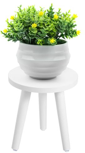 HEMOTON Fiori Solleva Supporto in Bianco e Vasi Semplice, Design Legno Previene L’Usura Piante del Pavimento, e