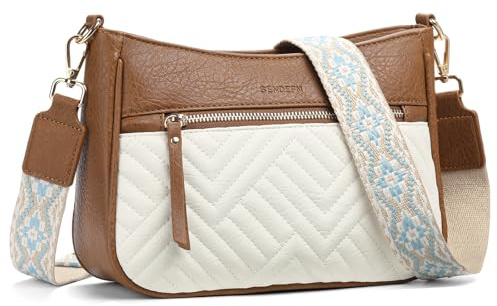 SENDEFN Sac Bandoulière Femme, Sac à Main Bandoulière Multipoches Petit Sacoche Femme Bandoulière Avec Large Sangle Réglable et Amovible pour Le Shopping, Le Travail et Les Voyages