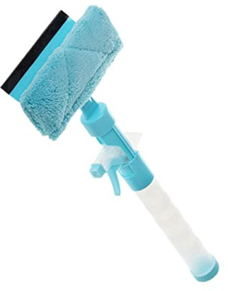 BAZEITFLOW Multi Function Window Wiper Cleaner with Spray Streak Glass Cleaning Tool for Windows Mirrors and Tiles Durable Blue Squeegee for Easy Use