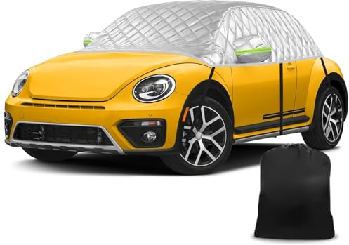 Half Car Cover replacement for VW Beetle 1998-2019, Soft Top Roof Protection Anti Hail Car Cover Waterproof, Thickened Snow Cover Half Garage with Windproof Strap Reflective Tape