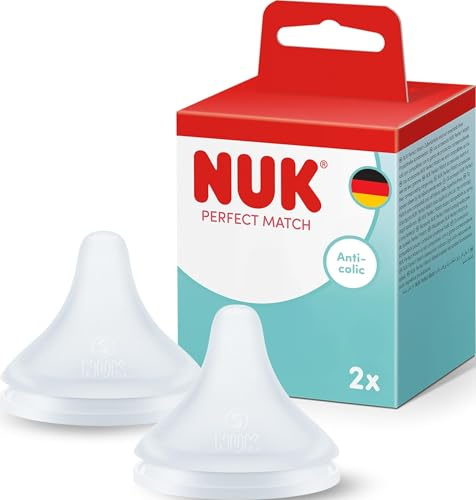 NUK Perfect Match Babyflaschensauger | 3+ Monate | Anti-Kolik-Flaschensauger | Silikon | Mittlere Größe | 2 Stück