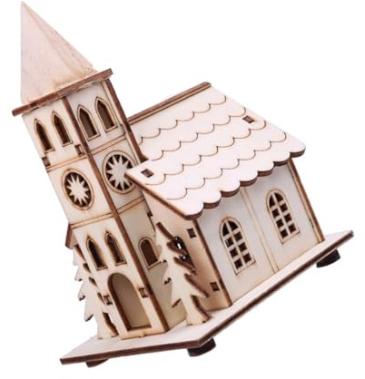 Hemobllo 1pezzi Mini Casa di Natale Decorazione in Legno Decorazione da Scrivania Luminosa per Feste Invernali e Matrimoni Crea Un Atmosfera Romantica per Decorazioni Domestiche Giardino