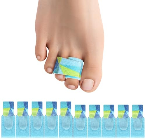Welnove Hammer Toe Straightener - 10 Pack Broken Toe Wraps - Hammer Toe Corrector for Women - Toe Splints for Crooked Toes, Curled Toes, Bent Toes - (Multi-Size, Patterned)
