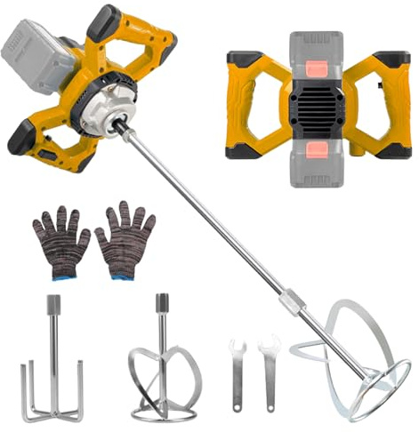 Cordless Concrete Mixer for Dewalt 20V Battery, Battery Electric Paddle Mixer with 6 Speed,Portable 3200W Concrete Stirrer Cement Mixer for Mixing Fodder Mortar Paint Glue Putty (No Battery) ﻿