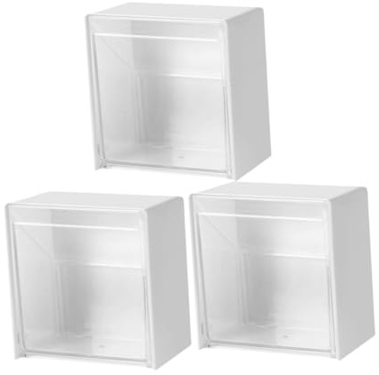 CLISPEED 3 pièces Boîtes de Rangement Mural pour Salle de Bain Organisateur Mural pour Cotons-tiges Cotons Lèvres Design Gain de Place Résistant et Pratique Blanc
