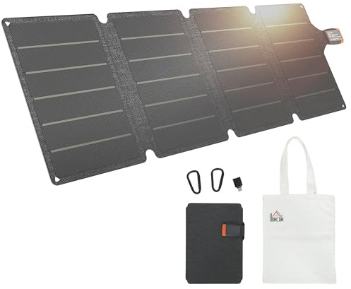 HOMCOM Chargeur Solaire Pliable 36W Panneau Solaire Portable avec Ports Type-C et USB-a imperméable IP67 pour téléphone, activités en Plein air, Camping, randonnée, Gris