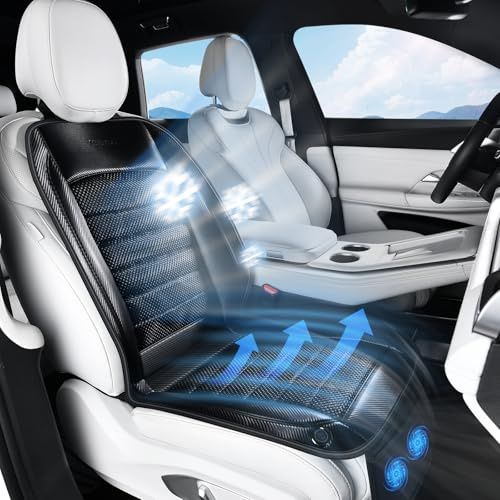 Coverado été Housses de siège avec 2 Ventilateurs, Réglable 3 Vitesses Coussin de siège ventilé Adaptable Universel pour Camion de Voiture SUV Van Tous Les véhicules
