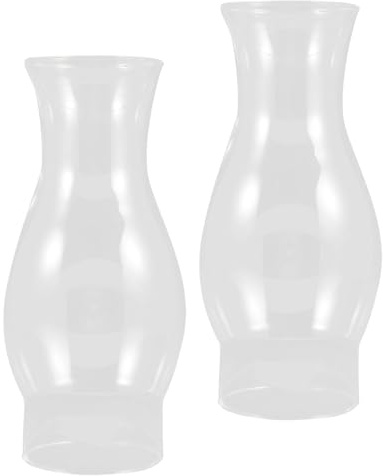 DEARMAMY Pantalla de Lámpara de Queroseno de Vidrio Soplado a Mano, Diámetro 7.5 Cm, Base de Cuatro Garras, 2 Piezas, Cubierta Transparente Resistente al Calor para Lámpara de Aceite