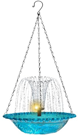 Fontana per uccelli da giardino, artistica per luce solare, d'acqua decorativo per esterni, stazione di alimentazione durevole, elegante ornamento da cortile | balcone, cortile