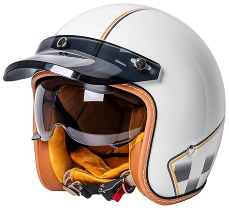 Retro 3/4 Motorrad Helm Jethelm Vintage Rollerhelm DOTECE Zertifizierter Retro Motorradhelm Mit Offenem Gesicht Für Erwachsene Frauen Männer Leichter Moped Helm