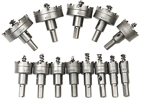 MALAYAS Jeu de 13 mèches de forage pour scie cloche en carbure de tungstène avec ressort pour l’aluminium, l’acier, le fer, le cuivre, le laiton, le bois