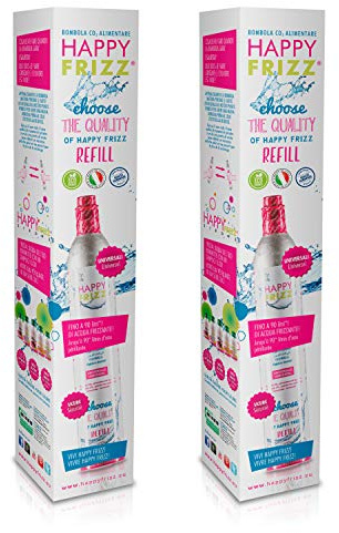 2 BOMBOLE PER GASATORE - IN VENDITA - compatibile con i gasatori HAPPY FRIZZ, SODASTREAM*, PHILIPS*, SODAGAS (TRANNE modelli con bombola ad attacco rapido CQC) - Attacco ACME universale*