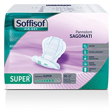 Soffisof Air Dry Protection Anatomique Super - 30x Couche Adulte Incontinence - Absorption 8 Gouttes, Couches Adultes Femme et Homme - Paquet Individuel