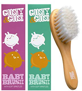 Gooshy & Goose Babybürsten mit natürlichen Holzgriffen, Pink und Aqua, 2 Stück