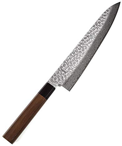 Syosaku Japanese Chef Knife Hammered Damascus VG-10 46 Layer Octagonal Walnut Handle, Gyuto 9.5-inch (240mm)