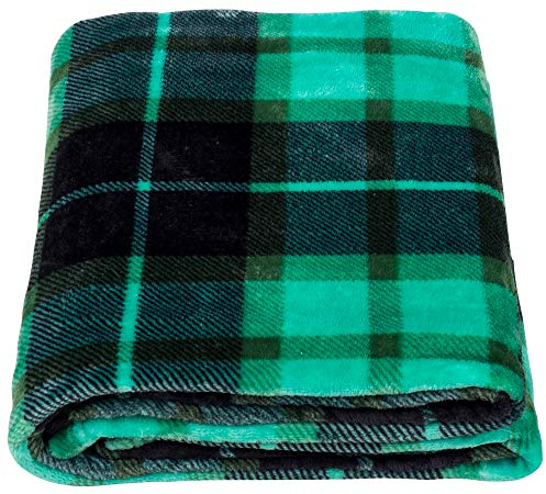SOCHOW Flannel Fleece Blanket 127cm×150cm, All Season Plaid Green Blanket for Bed, Couch,Car
